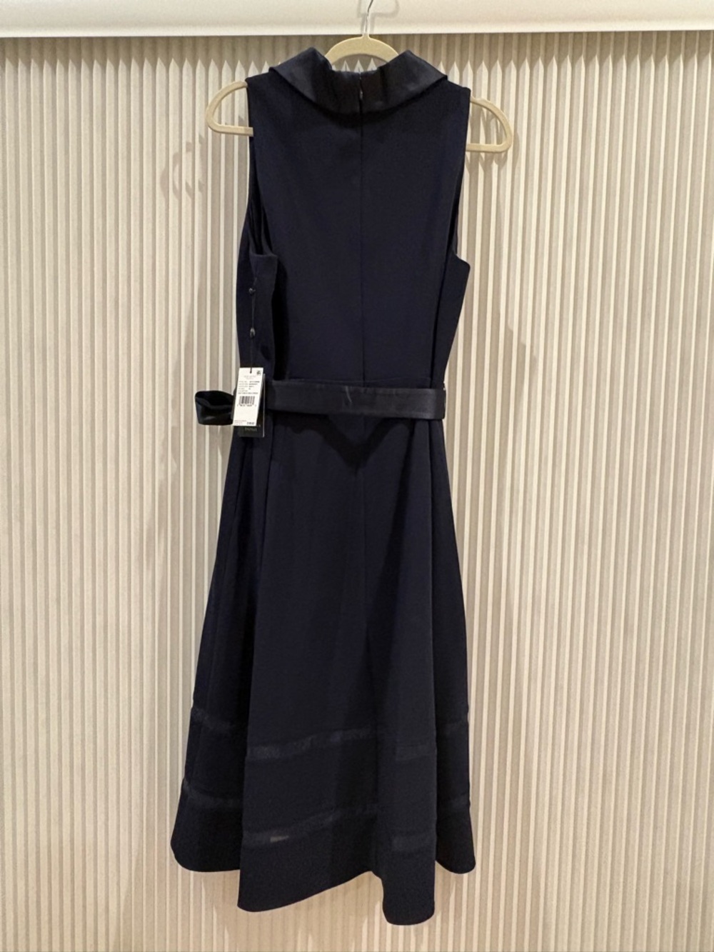 Adrianna Papell Navy Faux Wrap Satin-Trim Dress New w/tags - Picture 4 of 4